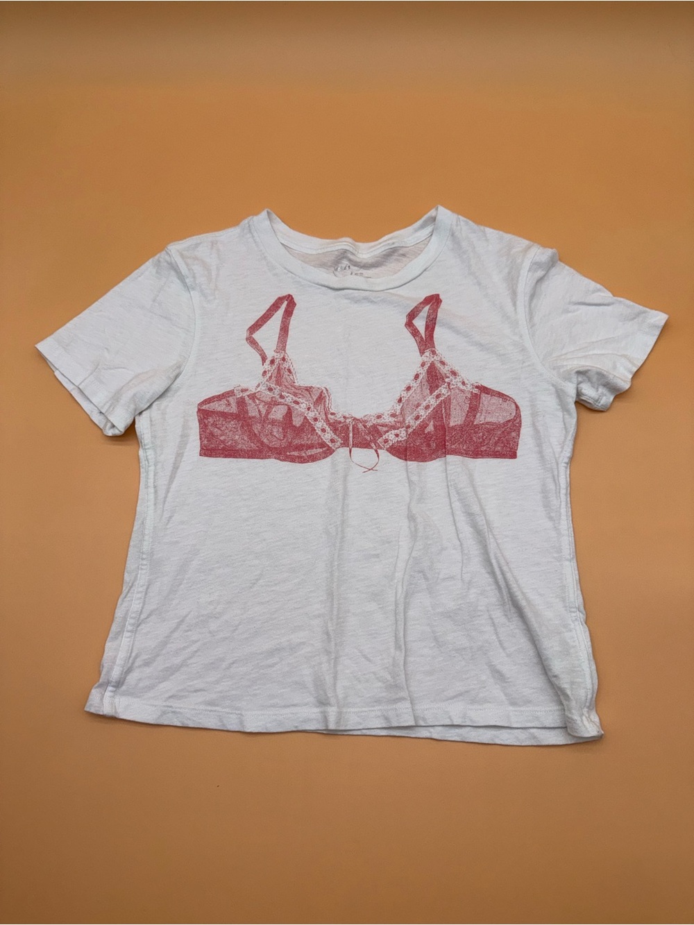 Aerie White Lingerie Bra Graphic Baby Tee Short Sleeve Y2K Coquette Aesthetic